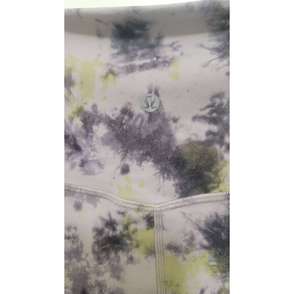 LULULEMON ALIGN HIGH RISE TIE DYE PURPLE GREEN AND BLACK PULL ON ANKLE LEGGING S - Picture 4 of 10